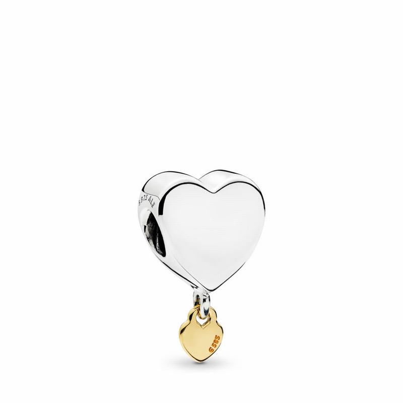 Pandora Two Hearts Dangle Charm Ireland - Two Tone - 648130IDN